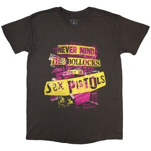 Sex Pistols Unisex Adult Never Mind The Bollocks Text Overlay T-Shirt / Charcoal